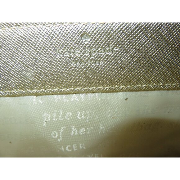 Kate Spade New York Joeley Gold Metallic Leather Zip Around Long Wallet - Picture 7 of 13